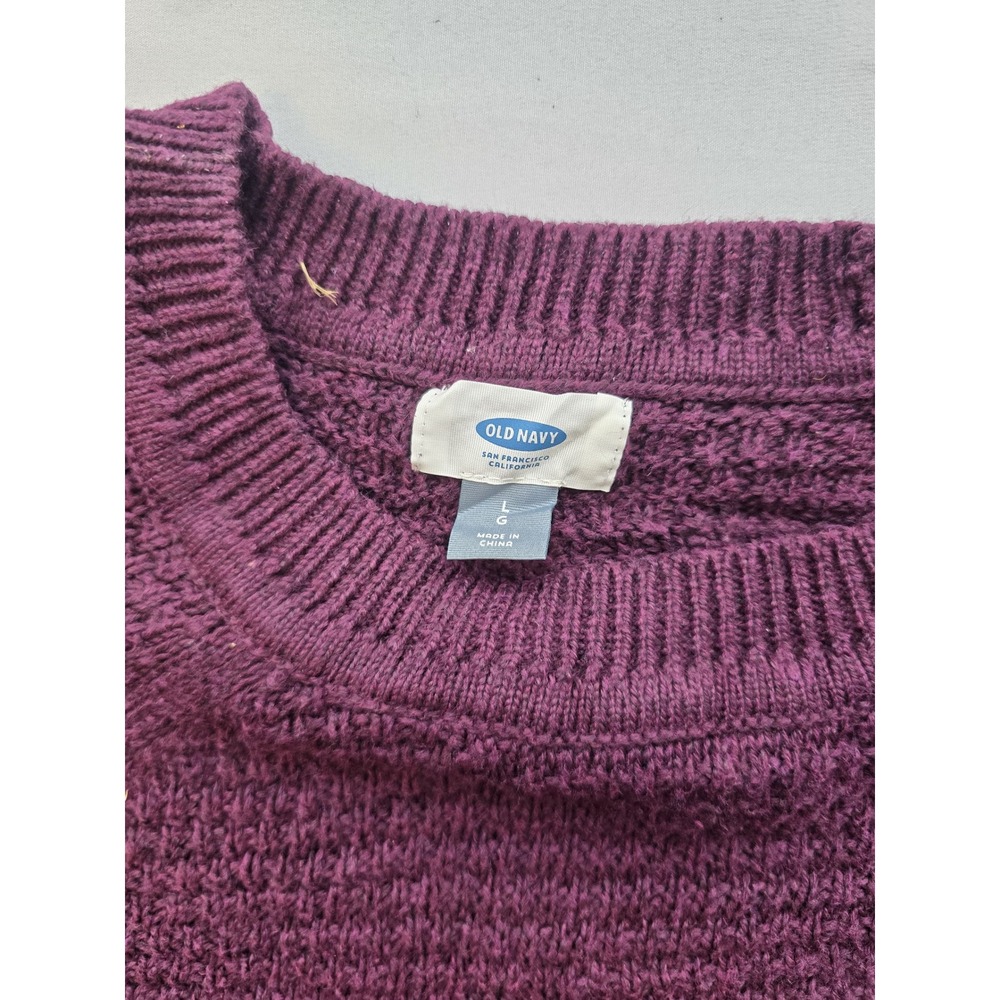 Old Navy Womens Plum Purple Popcorn Knit Raglan Sleeve Pullover Sweater Large